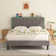 Calil Bed Frame with LED and Charging Station, Upholstered Platform with Adjustable Headboard