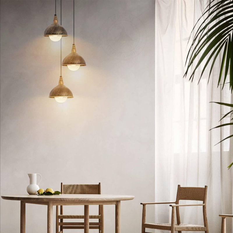 Mileti 3 - Light Brown Kitchen Island Pendant, Yes