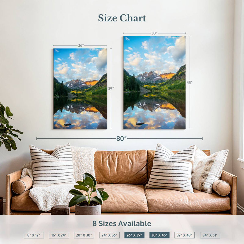 Alvord Maroon Bells Lake Sunrise, H 39 po x l 26 po