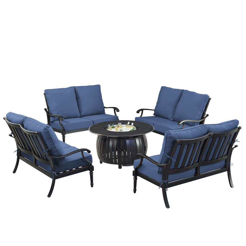Pairlee Outdoor 6 - Piece Conversation Set, Blue