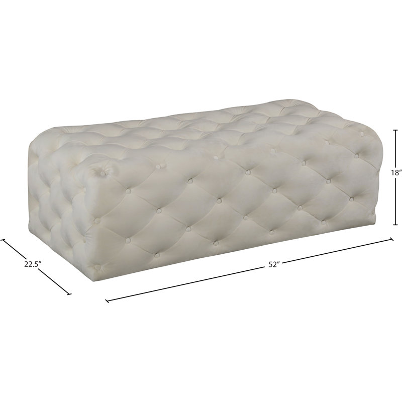 Paz Velvet Ottoman, Cream Velvet