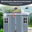 8x4 Resin Outdoor Storage Shed with Floor and 2 Windows Grey