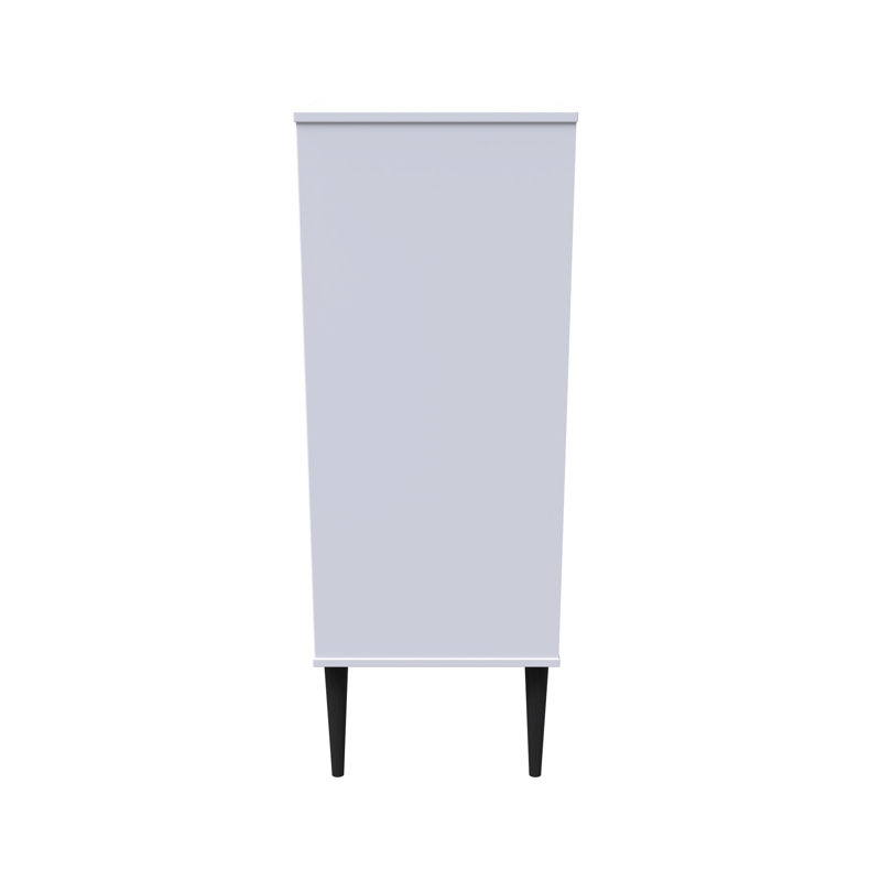 Fully Assembled Hermila 5 - Drawer Chest of Drawers, Deep Black/White