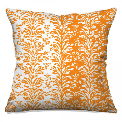 Orange Damask Pattern Double Sided Throw Pillows
