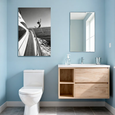 Abstract Woman Leaping From Yacht Into Ocean