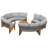 3-Piece Outdoor Sofa Set For 6, 2 Semi-Circle Sofas + Acacia Wood Coffee Table, Weather-Resistant Patio Couch Set, Comfortable Garden & Backyard Furniture-1483319039