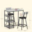 Sumeka 3 Piece Breakfast Bar Table Set with Storage Shelves, Light Grey