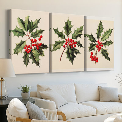 Christmas Holiday Art -Series 2-CCXLIV  -Custom Wrapped Gallery Canvas - 3 Pieces