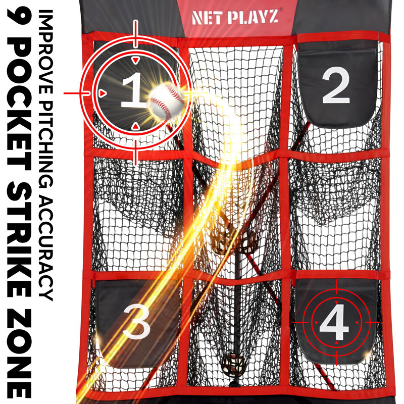 Net Playz Baseball Net Pitching Target Net, 9 Pocket Strike Zone, Pitcher Training Equipment
