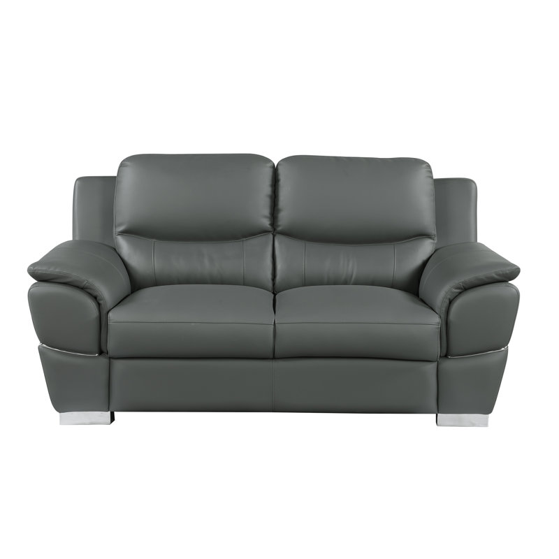 Causeuse en cuir véritable, Gris