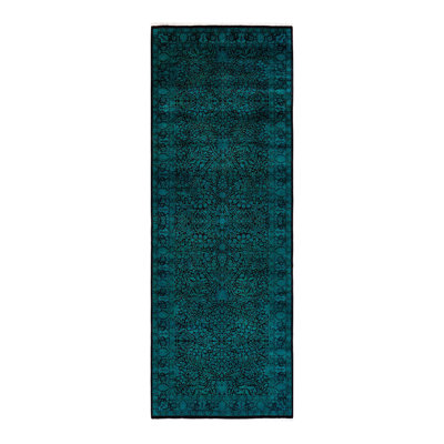 Tapis vert noué à la main de conception unique Chimel