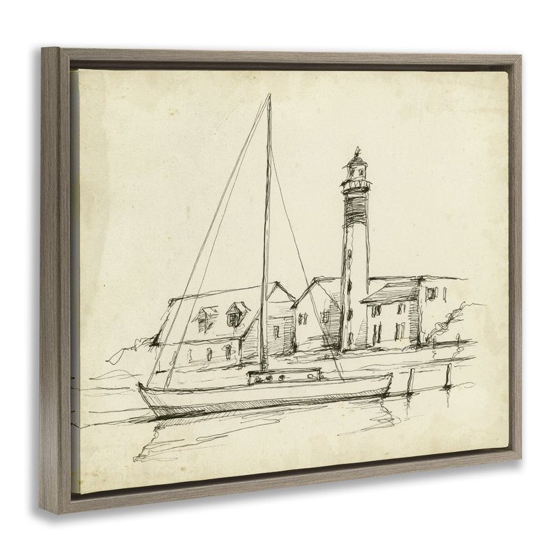 Cadre flottant pour phare et bateau, conception par Ethan Harper, H 17 po x l 21 po, Brun