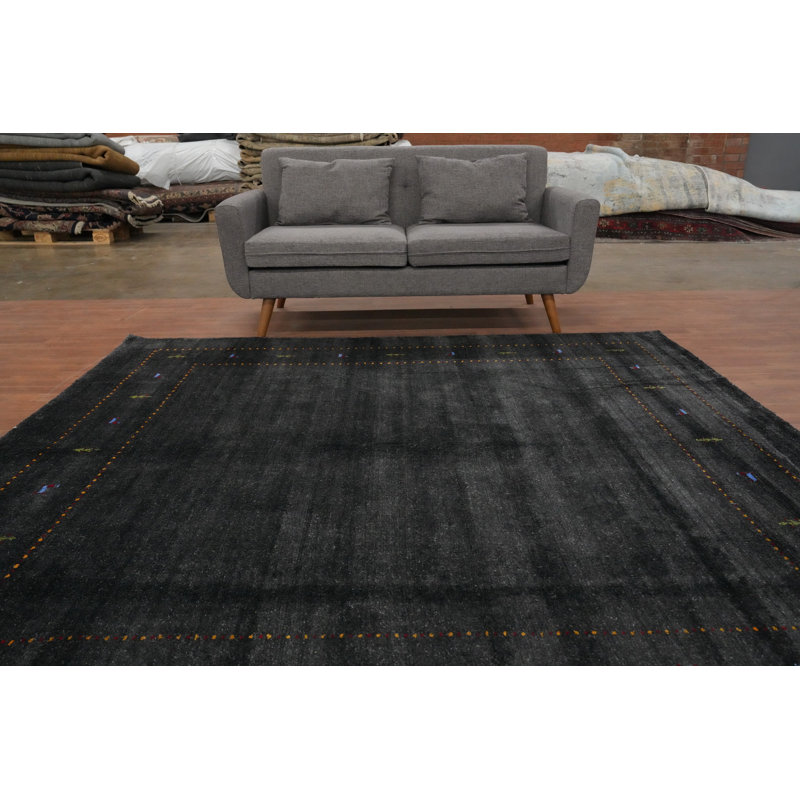 Tapis gris élégant à la main de style Gabbeh 8 x 8
