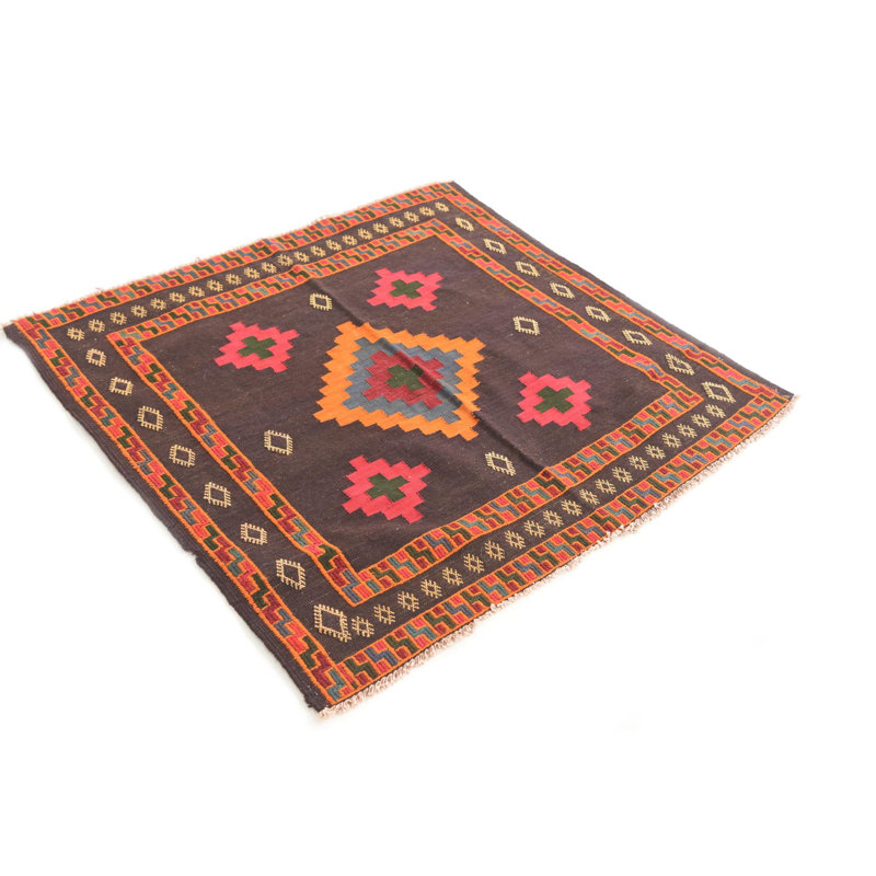 Tapis carré brun foncé Newsom