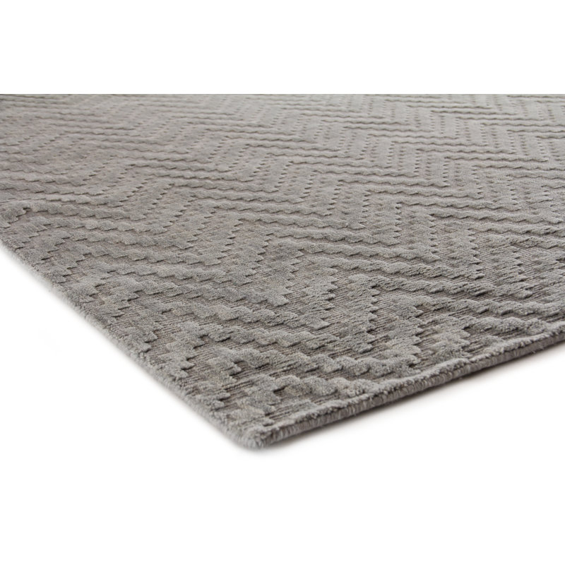 Demani Wool Chevron Area Rug in Mist, Rectangle 9' x 12'