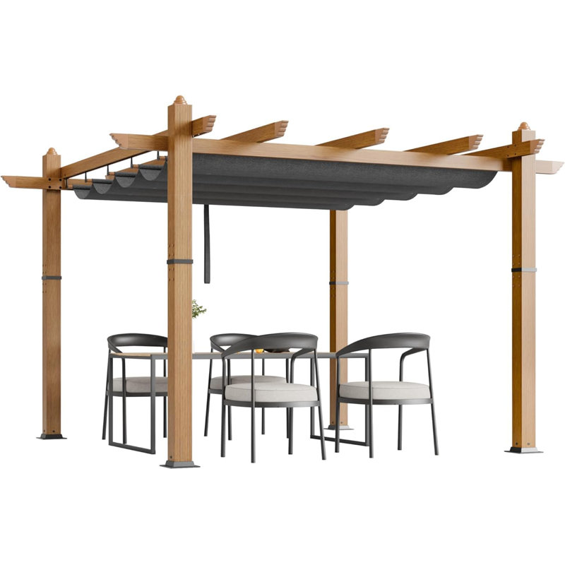 Modern Aluminum Pergola, Outdoor Pergola with Adjustable Canopy, Stable 4-Sided Base, Aluminum Gazebos for Backyard