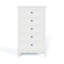 Commode 5 tiroirs pour la chambre à coucher, armoire de rangement moderne avec pieds en bois massif et finition peinte - blanc
