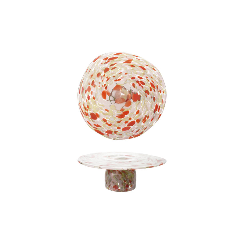 Confetti Glass Pedestal, Orange/Pink/Yellow