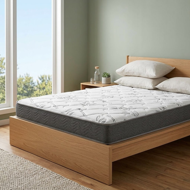 Nyon Twin Mattress, Quilted Foam, Tight Top, White Bamboo Cover 7 Inch