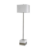 Dvorak 1 Light Silver Floor Lamp With White Shade And Marble Base