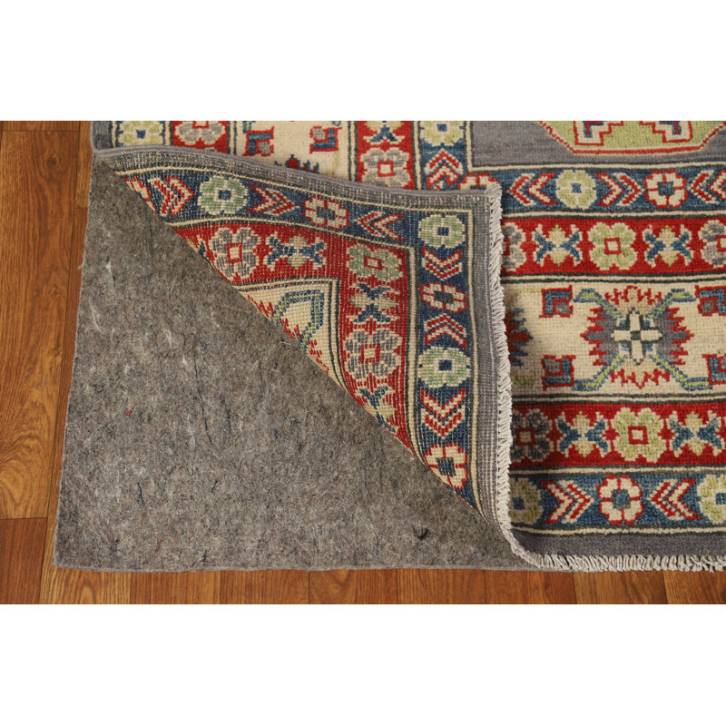 Gray Geometric Kazak Oriental Area Rug