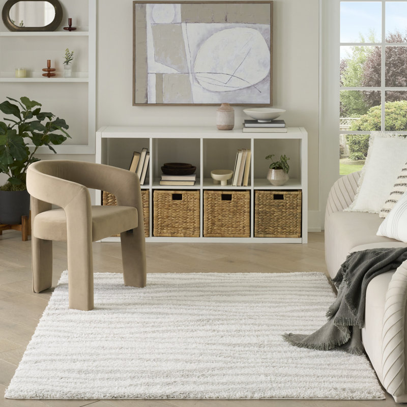 Wrought Studio™ Marhild Ivory Grey Modern Indoor Rug, Rectangle 3'11" x 5'11"