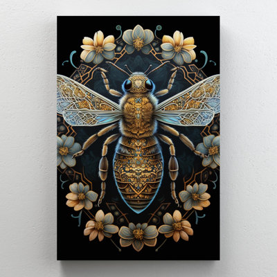 " Daisies And Bee Symmetrical Painting "