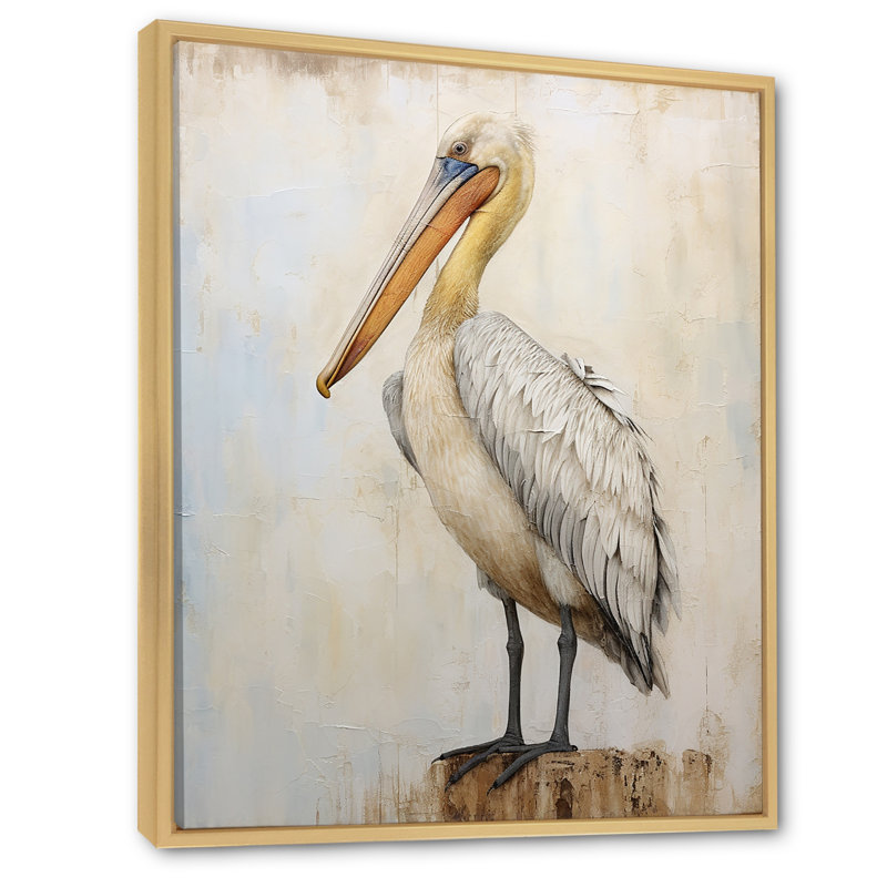Pelicans Tranquil Perch IV sur toile, H 32 po x l 16 po x P 1 po, Cadre flottant naturel
