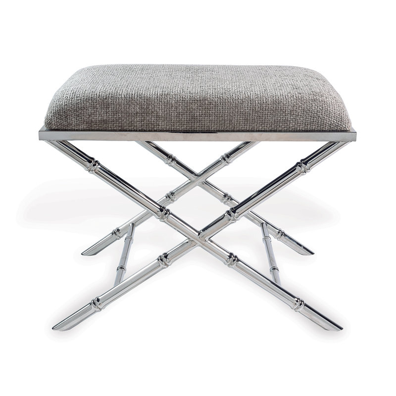Lauderdale Nickle Benedict Taupe Bench, Polished Nickel