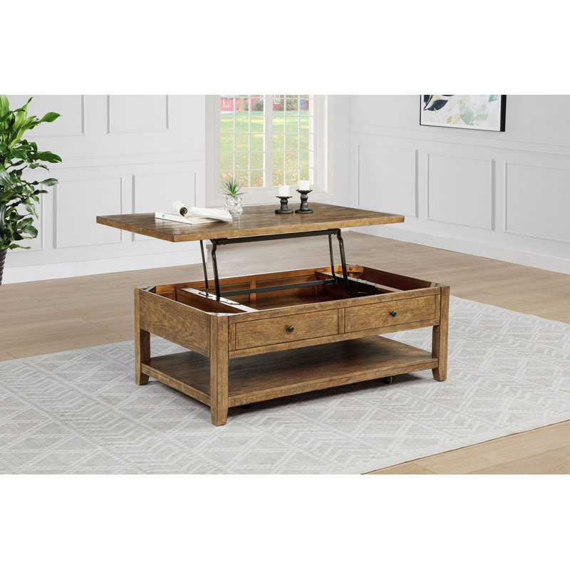Table basse à plateau relevable mobile de 48 po Payne brun vieilli, Brun
