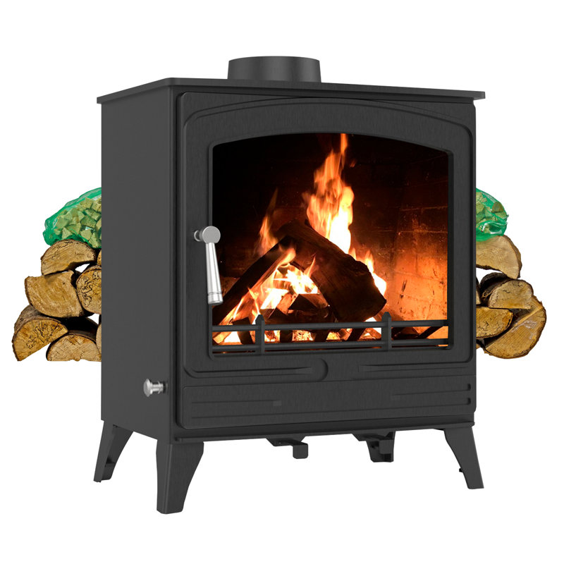 Steel Eco Multifuel Stove + Firewood Starter Kit, 62.80cm H x 50.40cm W x 39.8cm D