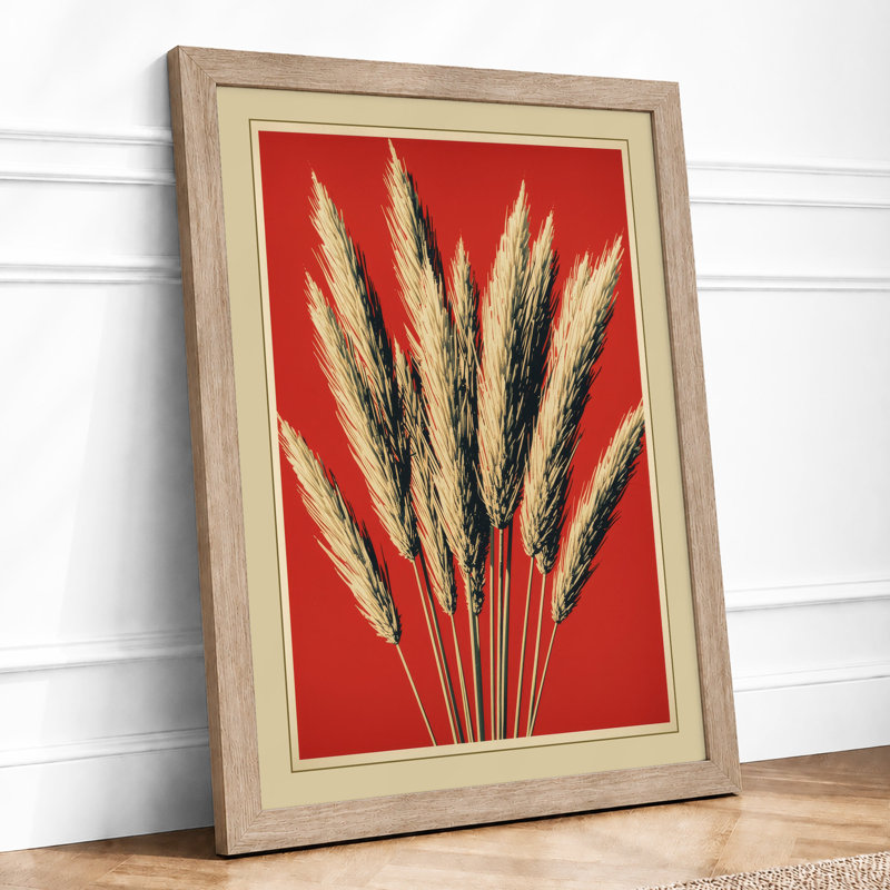 Wheat Sheaf Botanical - Framed Print, A4 - 29.7 x 21.0 cm, Oak