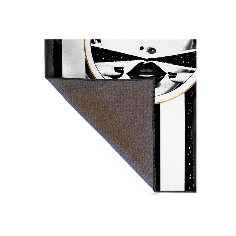 Tapis lavable noir à motif de motifs vieillis, Tapis de couloir 3 pi 3 po x 9 pi 10 po
