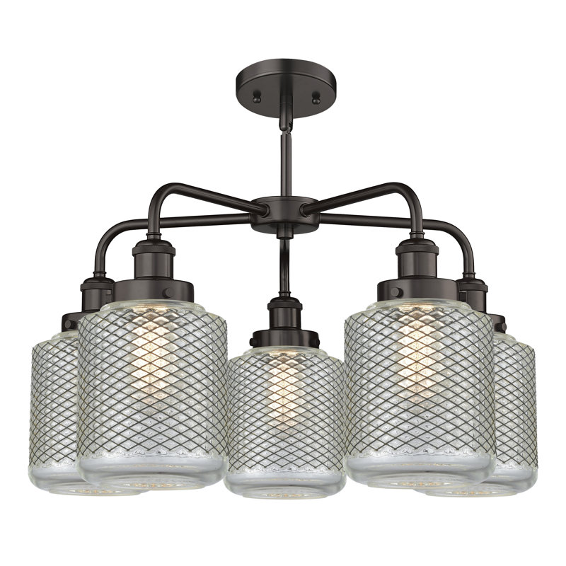 Lustre classique / traditionnel 5 lumières en verre à intensité variable Edison, Bronze huilé