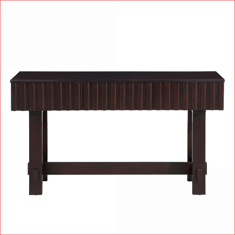 Table basse Mid Century Farmhouse espresso avec tiroirs cannelés, peu encombrante Facile à nettoyer, Bois espresso