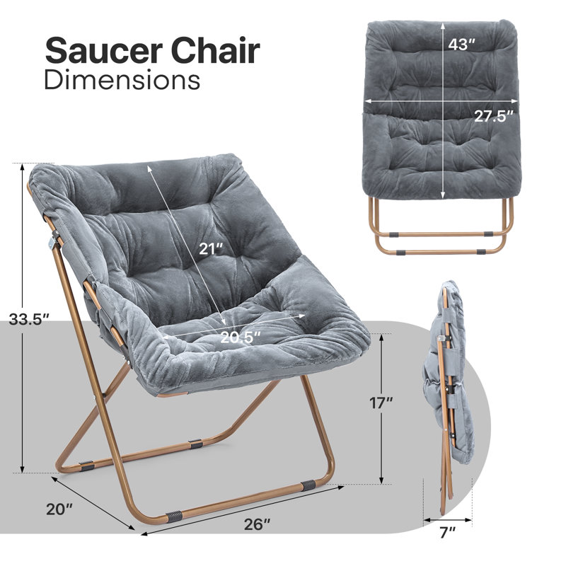 Fauteuil d'appoint douillet capitonné et rembourré avec cadre en métal doré pour le salon, Fourrure synthétique grise, Non