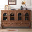 Buffet rétro en bois de pin, armoire de rangement en verre ondulé-1303018071