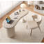 Bureau d'ordinateur en forme d'arc avec tiroirs Light Luxury-1817710234