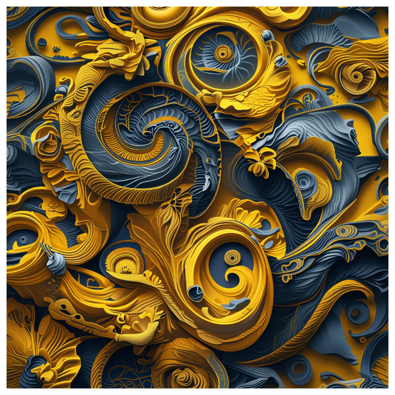 Rideaux de douche Intricate Blue Yellow Swirls, L 70 po x H 72 po