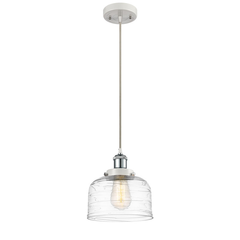 Luminaire suspendu en forme de cloche à 1 lumière Bolingbrook, Blanc / chrome poli