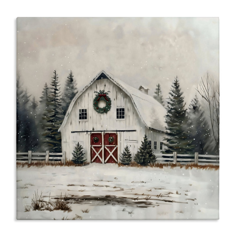 Grange de Noël avec toile Wreat, design par Creative Studio, H 24 po x l 24 po