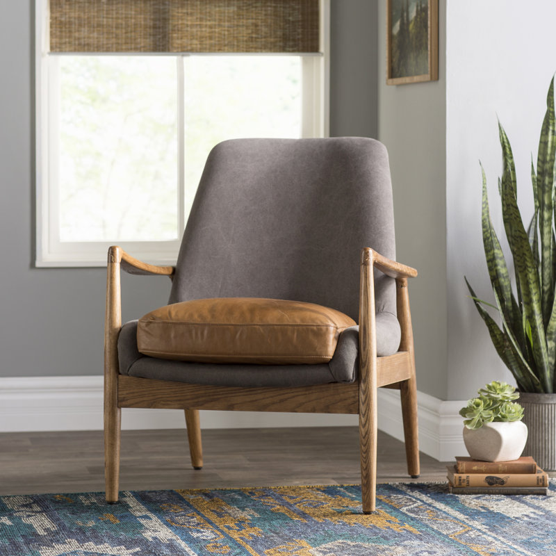 Fauteuil en polyester de 30 po de largeur Reynolds, Brun clair gris, Naturel