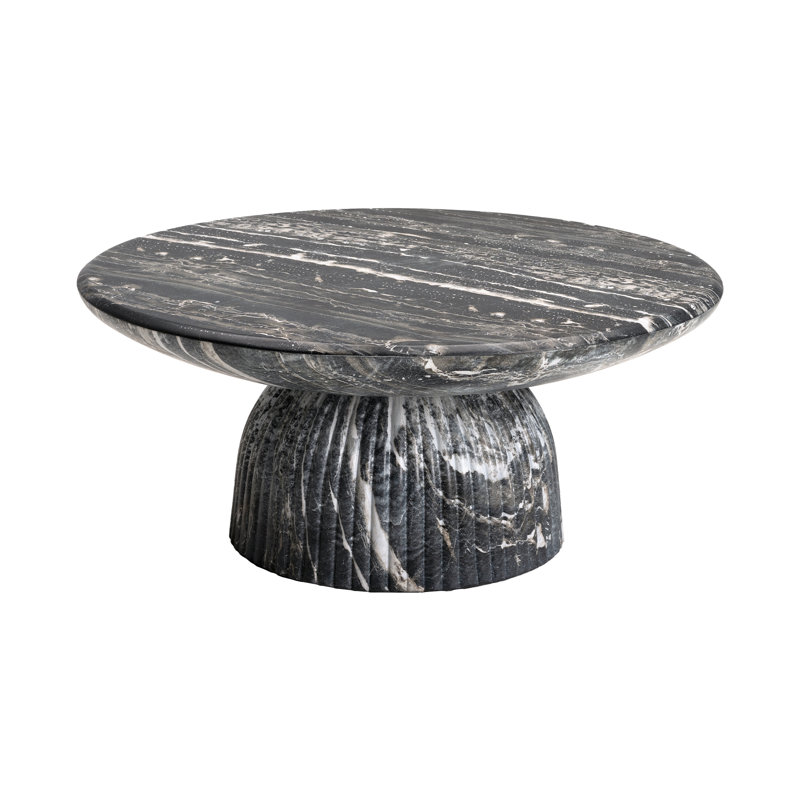 Table basse simple Tithi, H 13,8 po x l 31,5 po x P 31,5 po, Faux-marbre gris