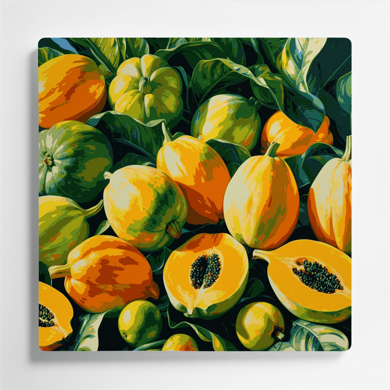 «Hawaiian Papayas Green», art mural en métal, H 12 po x l 12 po