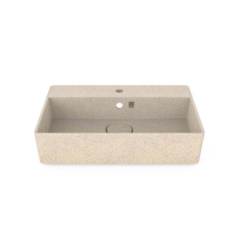 Woodio Cube60 15.748'' Wood Rectangular Bathroom Sink with Overflow, Polar