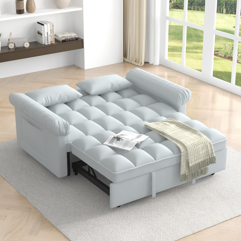 Causeuses avec lit escamotable et poche latérale, Gris