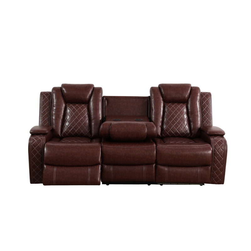 Charolett 83.5" Breathing Leather Power Recliner Sofa - Thumbnail 2
