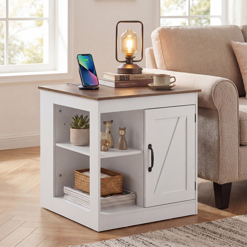 60cm W Manufactured Wood Bedside Table, White