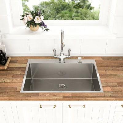 36" Single Bowl Drop - In Kitchen Sink Made From 16 Gauge T304 Stainless Steel, R10 Round Corner To Avoid Rust, X Shaped Water Guide, Coating And Pad Steel 36 X 22 9 Inch Topmount Sink, Guide For