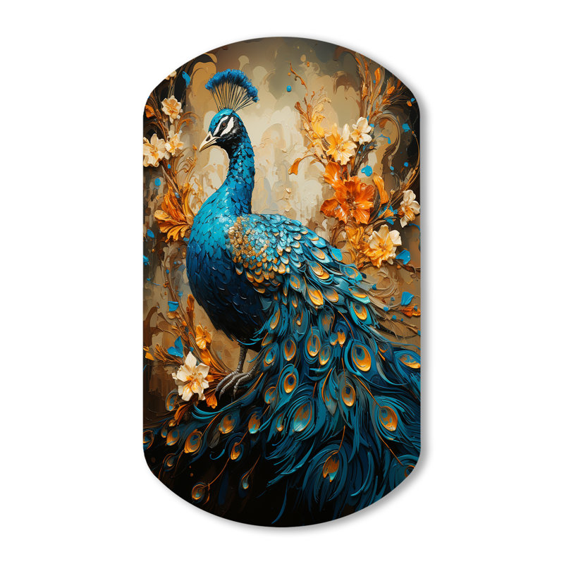 «Westbury - Asymmetric Peacock», reproduction d'art murale en métal, H 43 po x l 23 po